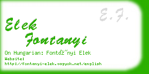 elek fontanyi business card